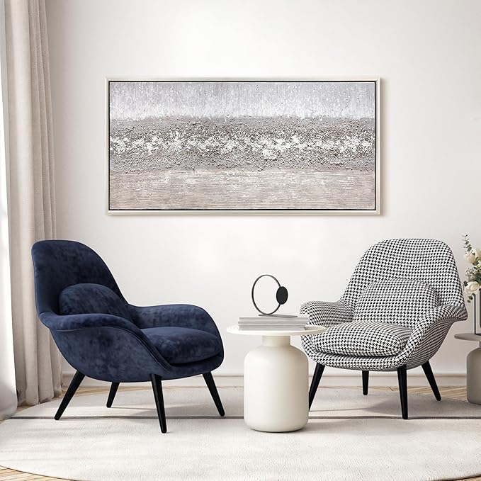 Empire Art Direct Tranquil Horizon Textured Glitter Hand Painted Framed Canvas Wall Art, Ready to Hang, Living Room, Bedroom & Office, 24"x48"x1.5"