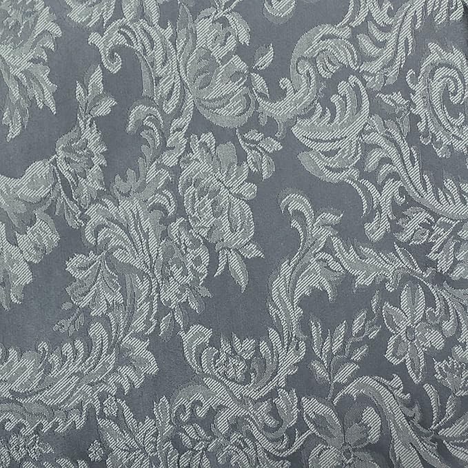 Ultimate Textile -3 Pack- Miranda 60 x 144-Inch Rectangular Damask Tablecloth - Jacquard Weave, Pewter Grey