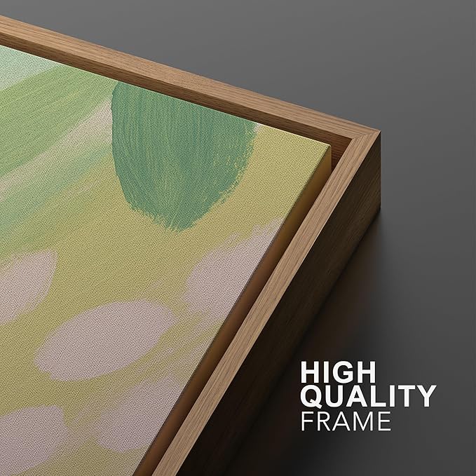 SIGNWIN Framed Canvas Print Wall Art Set Pastel Garden Rhythm Abstract Green and Pink Brushstroke Botanical Zen Bohemian for Living Room, Bedroom, Office - 16"x24"x2 NATURAL