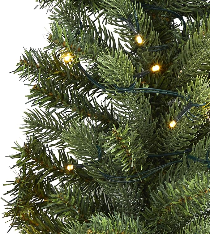 Nearly Natural 3ft. Flat Back Wall Hanging Artificial Christmas Tree with 35 Clear LED Lights