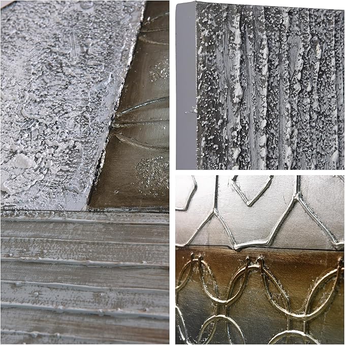Empire Art Direct "Stacked 1" Original Textured Metallic Oil Painting by Martin Edwards, 60" x 30"