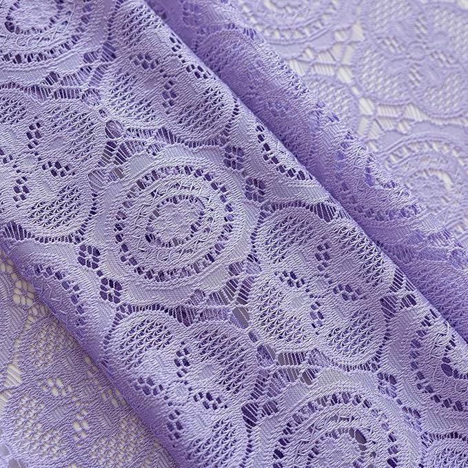 Lavender Curtains 72 Inches Long 2 Panels Set Cottage Style Purple Lace Curtains with Tassel Boho Floral Sheer Window Treatment for Front Back Patio Glass Door Rod Pocket 59" W x 72" L Light Violet