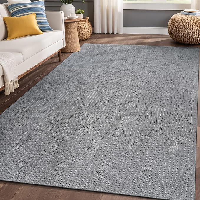 Modern Gray Non Slip Rug Solid 5x7 Non Skid Soft Rubber Back Area Rugs for Living Room Kitchen Bedroom Bathroom Dining Room Easy Cleaning Stain Resistant Non Shedding Carpet 5 x 7