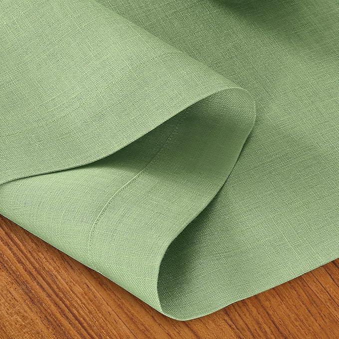 D'Moksha Homes Linen Sage Green Table Runner 144 Inches Long - 100% Pure Linen Extra Long Table Runner 14 x 144 Inch for Winter, Christmas, Holiday - Machine Washable