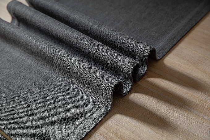 ZeeMart Burlap Style Farmhouse Table Runners 108 Inches Long, Grey Rustic Woven Dining Table Runner for Everyday Use, 14x108 Inches, Graphite Grey