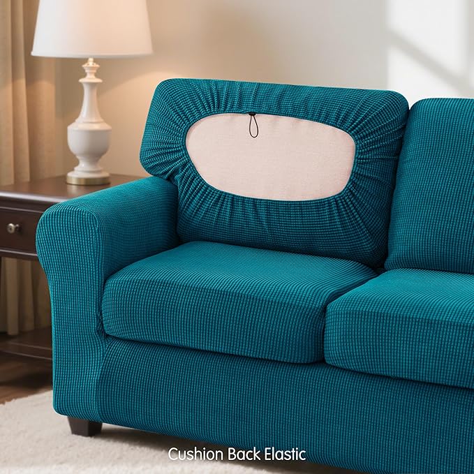 SUBRTEX 7 Pieces Stretch Sofa Slipcover Sets Couch Cover Sets Backrest Cushion Covers Furniture Protector Collection Set for Oversize Sofa Loveseat Chair Slip Covers(Large, Teal)