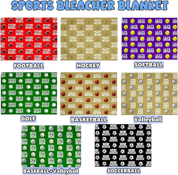 Personalized Sports Bleacher Blanket Custom Football Blanket with Name Wearable Blanket University Team Blanket for Cheer Mom Women Men Football Season Game Day Gear Christmas