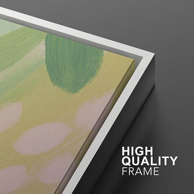 SIGNWIN Framed Canvas Print Wall Art Set Pastel Garden Rhythm Abstract Green and Pink Brushstroke Botanical Zen Bohemian for Living Room, Bedroom, Office - 16"x24"x2 WHITE