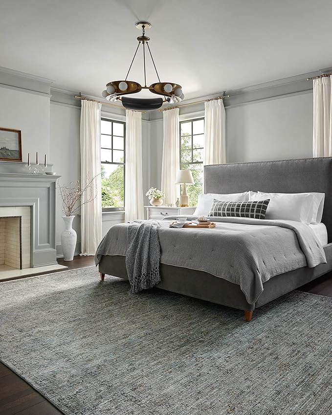 Loloi Jean Stoffer Katherine Collection KES-01 Ocean/Gold 9'-6'' x 9'-6'', .25" Pile Height, Round Area Rug