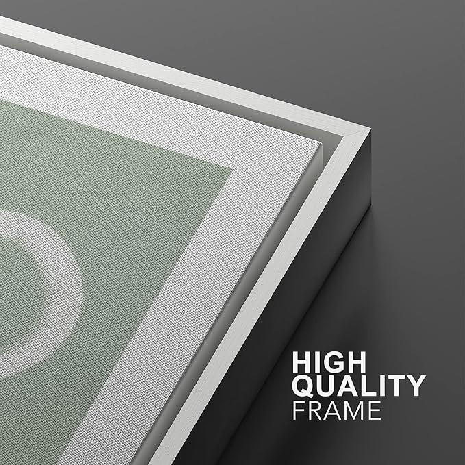 SIGNWIN Framed Wall Art Print Set White Line Over Contrasting Green Background Abstract Swirly Digital Art Modern Art Mid-Century Modern Expressive for Living Room, Bedroom, Office - 16"x24"x2 White