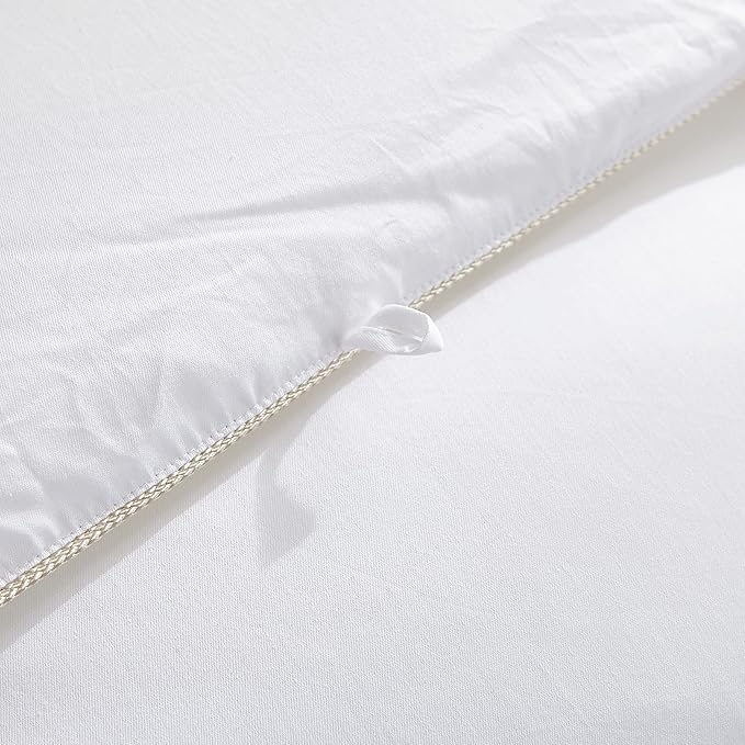 Luxurious Full/Queen Size Hard-to-FIND 75 Oz Fill Weight Goose Down Alternative Comforter, 600 Thread Count 100% Egyptian Cotton Cover, 700 Fill Power, Solid White Color