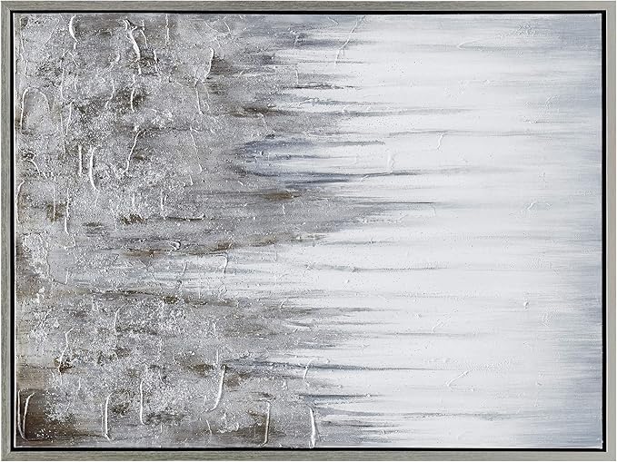Empire Art Direct Abstract Wall Art Textured Hand Painted Canvas by Martin Edwards, Champagne Frame, 40" x 30", Iceberg
