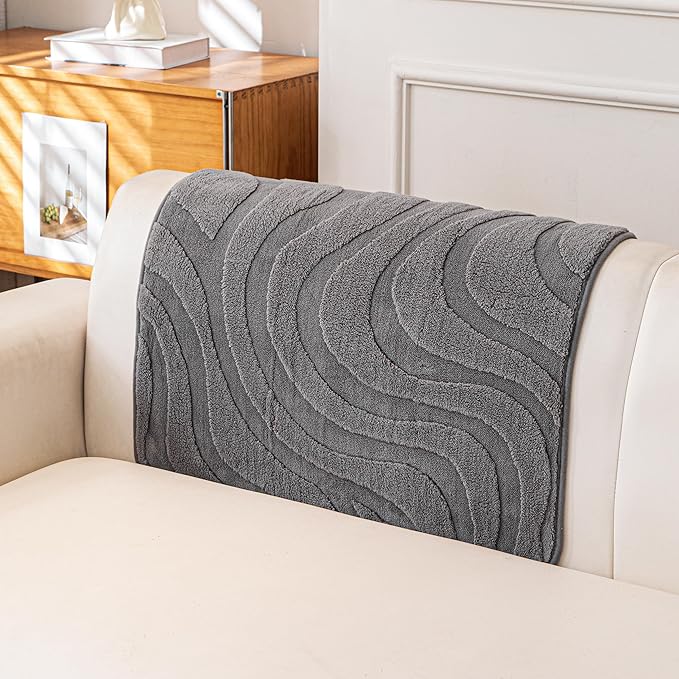 Couch Cover for 1 Cushion, Velvet Fleece Vintage Sofa Slipcovers for Armrest Headrest, Non-Slip Armchair Couch Covers, Recliner Couch Protector for Pet Washable, Grey, 36"X36"(Only 1 Pcs)