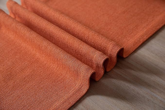ZeeMart Burlap Style Farmhouse Table Runners 72 Inches Long, Burnt Orange Rustic Woven Dining Fall Table Runner for Everyday Use, 14x72 Inches, Harvest Pumpkin