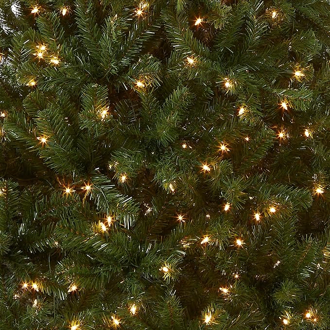 National Tree Company Pre-Lit Artificial Full Christmas Tree, Green, North Valley Spruce, White Lights, Includes Stand, 9 Feet