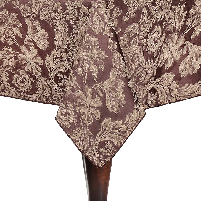 Ultimate Textile -3 Pack- Miranda 60 x 144-Inch Rectangular Damask Tablecloth - Jacquard Weave, Chocolate Brown