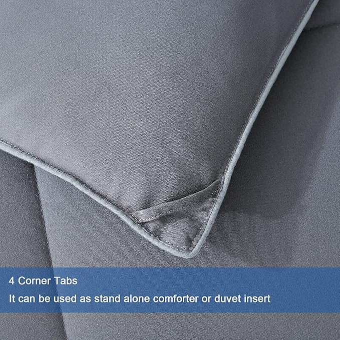 Cozynight Soft Queen Size Comforter Duvet Insert-Lightweight Down Alternative Comforter with Corner Tabs-Fluffy & Breathable & Machine Washable Diamond Stitching(Dark Gray,88"x92")