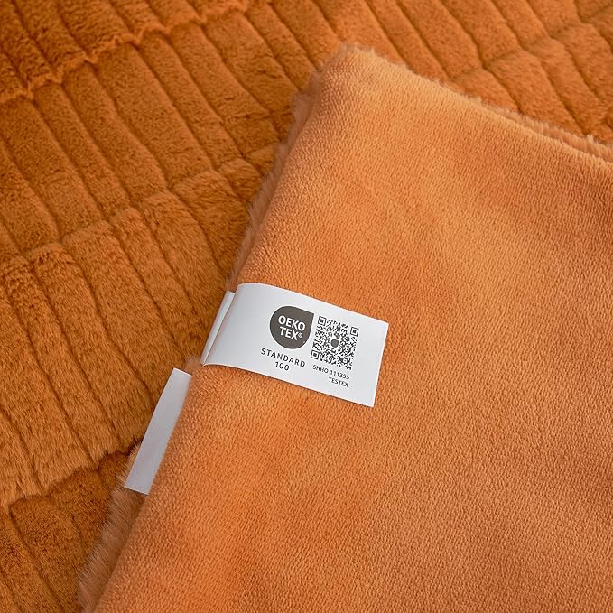 Amélie Home Luxury Striped Faux Fur Throw Blanket for Couch, Soft Cozy Fuzzy Fluffy Soft Plush Blankets Sofa Chair Gift Blankets for Women, 60"x80", Brown