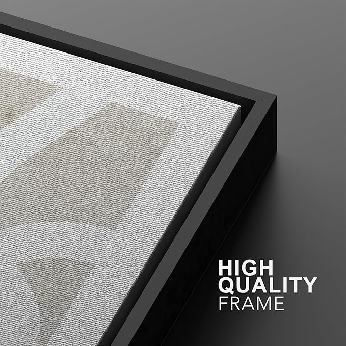 SIGNWIN Framed Canvas Print Wall Art Set Pastel White Swirl Pattern Collage Abstract Shapes Illustrations Modern Art Minimal Boho Relax/Calm for Living Room, Bedroom, Office - 24"x36"x2 Black