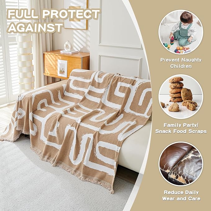 MEETSKY Boho Couch Cover Sofa Cover Washable,Chenille Sofa Covers for 2 Cushion Couch Sofa, Sofa Slipcover Loveseat Pet Couch Covers for Sectional Sofa,71" X118"