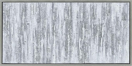 Empire Art Direct Abstract Wall Art Textured Hand Painted Canvas by Martin Edwards, Champagne Frame, 24" x 48", Silver Frequency