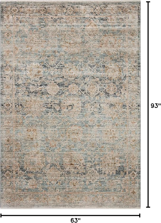 Loloi Jean Stoffer Katherine Collection KES-02 Ocean/Coral 5'-3'' x 7'-9'', .25" Pile Height, Area Rug