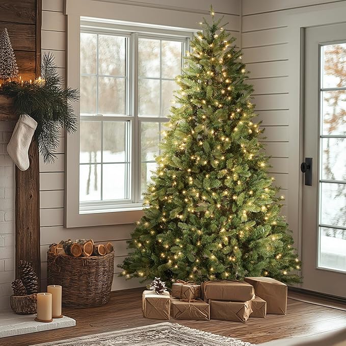 National Tree Company 7.5 ft Pre-Lit Downswept Douglas Fir Artificial Christmas Tree, 750 Clear Lights, 1,867 Tips, Includes Stand, Green