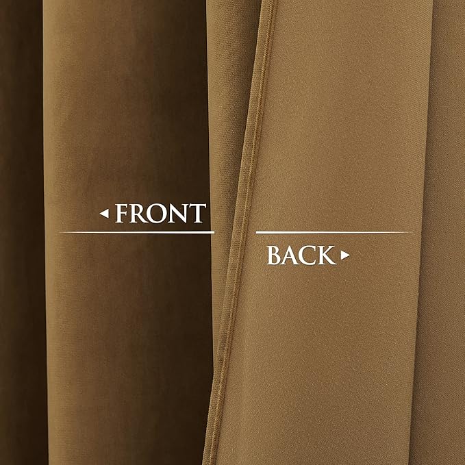 StangH Velvet Curtains Gold Brown 84 inches Long for Bedroom, Back Tab Heavy Thick Thermal Insulated Light Blocking Window Drapes for Living Dining Room/Home Office, W52 x L84, 2 Panels