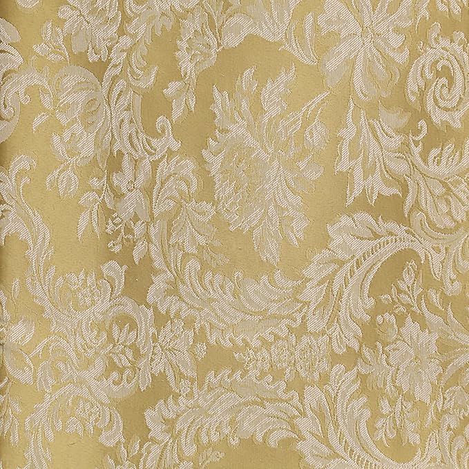 Ultimate Textile -5 Pack- Miranda 60 x 144-Inch Rectangular Damask Tablecloth - Jacquard Weave, Dijon Gold