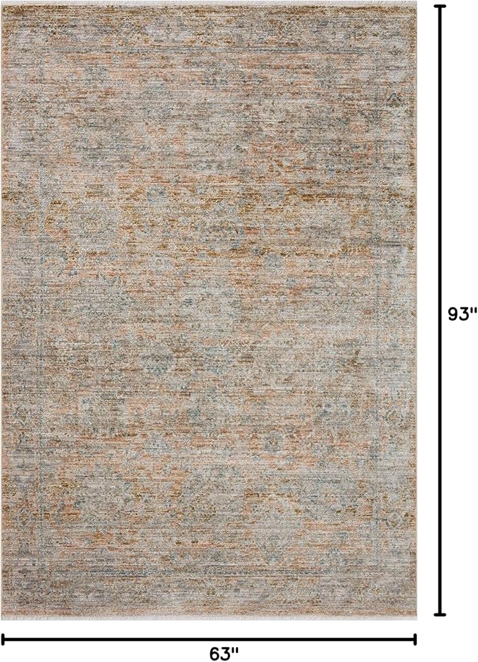 Loloi Jean Stoffer Katherine Collection KES-02 Terracotta/Smoke 5'-3'' x 7'-9'', .25" Pile Height, Area Rug