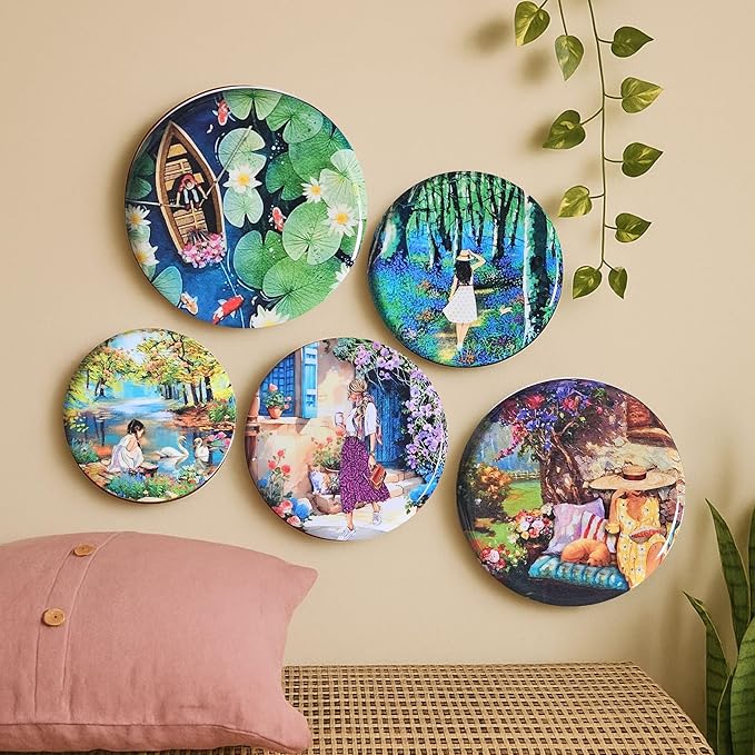 RITUALISTIC Slice of Life Iron Wall Art Plates – Set of 5 Decorative Plates | Contemporary Metal Wall Decor | Modern Wall Hanging for Living Room, Bedroom & Home Interiors | Christmas gifts