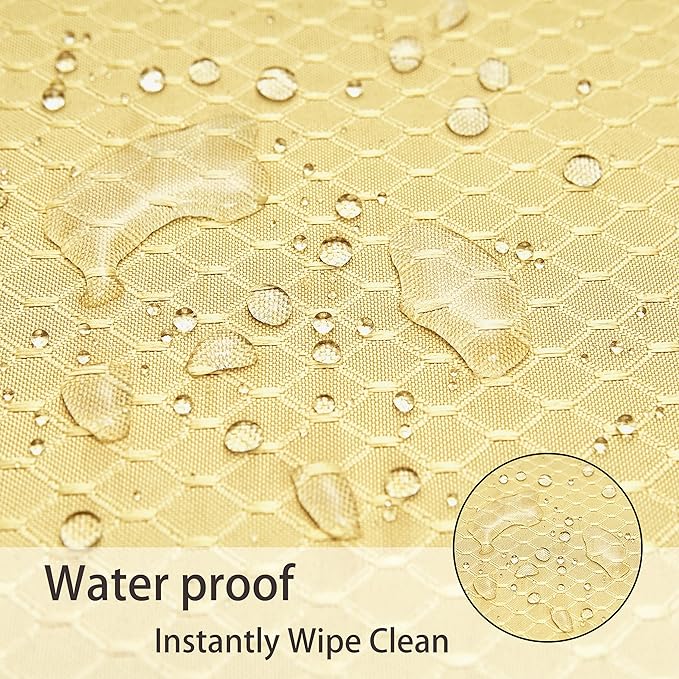 Rectangle Table Cloth Linen Farmhouse Stainproof Waterproof Washable Polyester Oblong Rectangular Fabric Table Cover for Kitchen Dining Dinner (Gold A, 60 X 144 Inch)