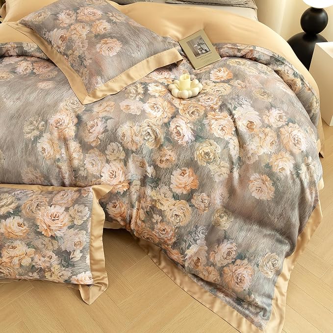 ECOCOTT Bedding 3-Piece Duvet Cover King Size – Silky Soft 100% Lyocell, Cooling & Breathable for Hot Sleepers, Ultra-Smooth with Modern Feathered Pattern, Moisture-Wicking