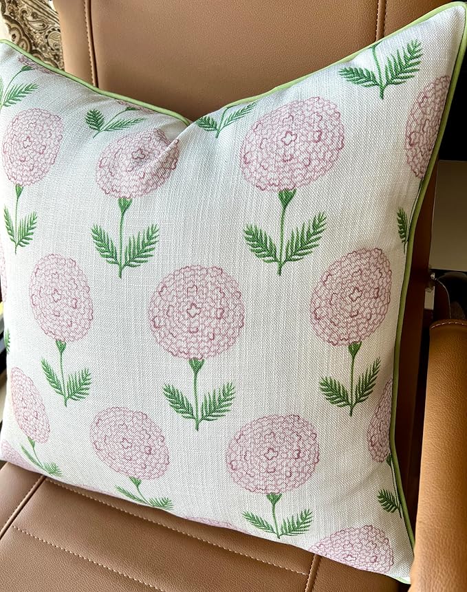 Konkan Floral Printed Decorative Square Accent Throw Pillow Cover - Decor for Living Room, Sofa, Chair, Patio, Car, Balcony, Bench, Porch, Nursery, Office, Bedroom - 20x20 Inches, Pink