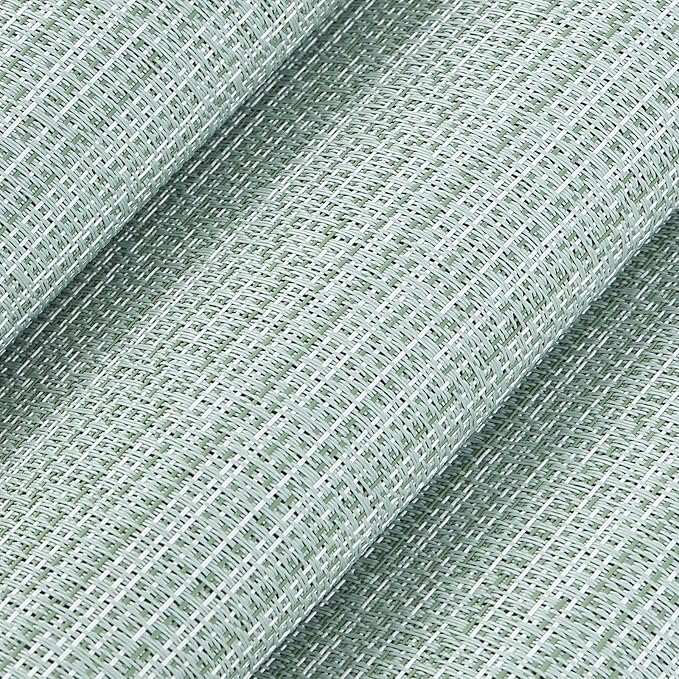 AHHFSMEI Placemats for Dining Table Set of 4 Woven Vinyl Plastic Place Mats Non-Slip Heat Insulation Stain Resistant Table Mats Washable Easy Clean Placemats (Multi Green,4)