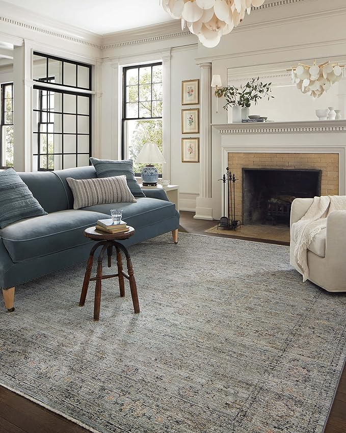 Loloi Jean Stoffer Katherine Collection KES-01 Ocean/Gold 9'-6'' x 13'-1'', .25" Pile Height, Area Rug
