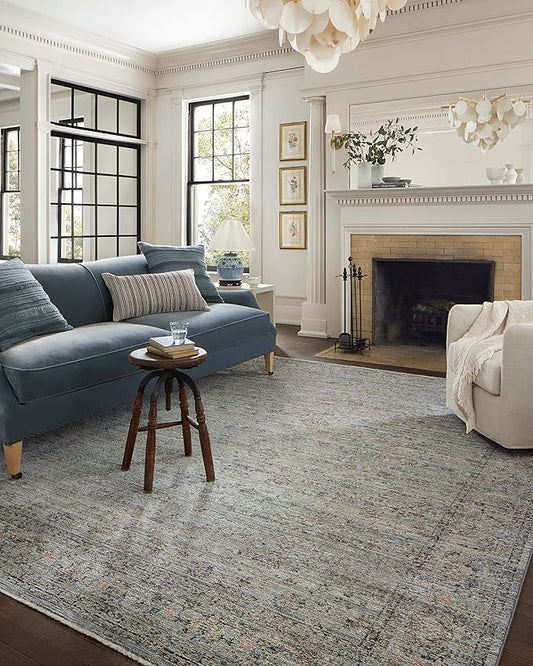 Loloi Jean Stoffer Katherine Collection KES-01 Ocean/Gold 11'-6'' x 15'-7'', .25" Pile Height, Area Rug