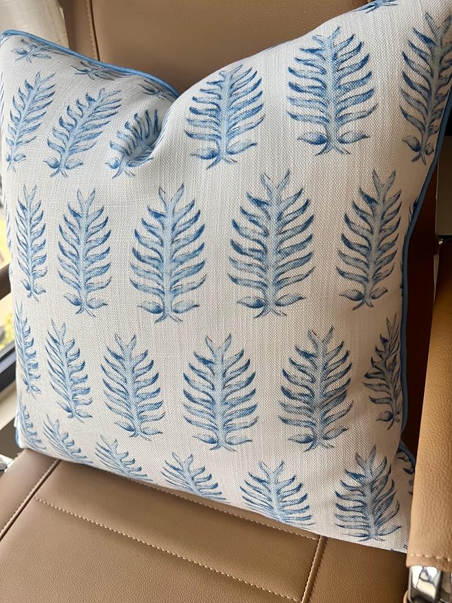 Marcus Printed Decorative Square Accent Throw Pillow Cover - Decor for Living Room, Sofa, Chair, Patio, Car, Balcony, Bench, Porch, Nursery, Office, Bedroom - 18x18 Inches, Blue