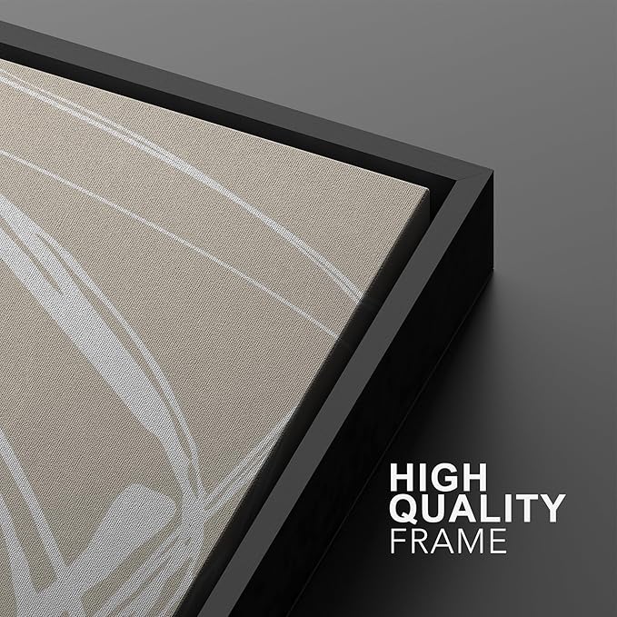 SIGNWIN Framed Canvas Print Wall Art Set Mid-Century Geometric Ring Pattern Abstract Shapes Cozy Neutral Minimalism Decorative Bohemian Relax/Zen for Living Room, Bedroom, Office - 24"x36"x2 Black