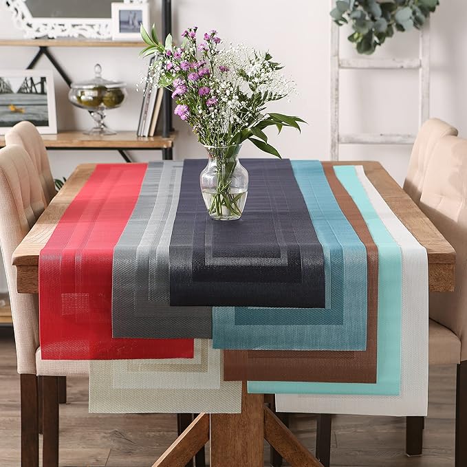 DII PVC Tabletop Collection Woven Indoor/Outdoor, Table Runner, 14x72, Cinnamon