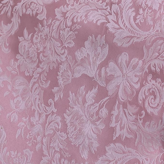 Ultimate Textile -2 Pack- Miranda 60 x 144-Inch Rectangular Damask Tablecloth - Jacquard Weave, English Rose Pink