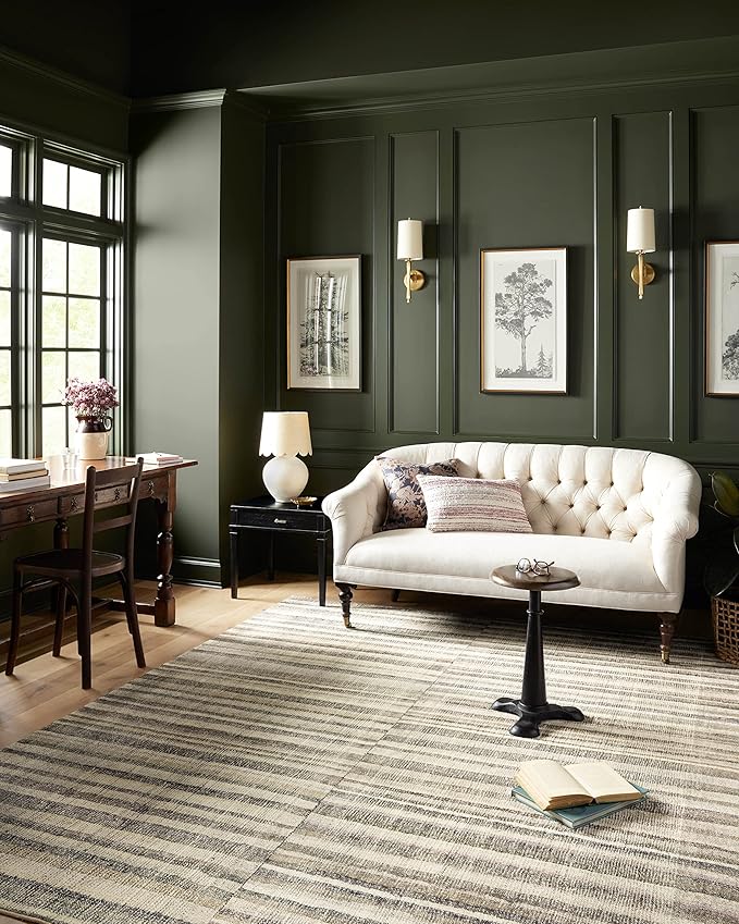 Loloi Chris Loves Julia Humphrey Collection HUM-01 Natural/Moss 7'-3'' x 9'-3'' .38" Pile Height, Area Rug feat. CloudPile