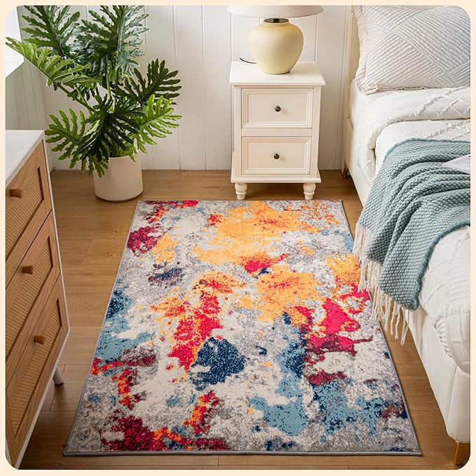 Istana 3x5 Area Rug - Multi Colors Modern Rugs for Living Room 3x5 - Foldable Rugs for Bedroom/Living Room Rug - Stain Resistant Washable Rug - Eco-Friendly Small Area Rugs