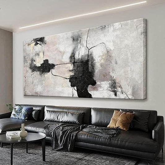 QSQ Black And Off-White Abstract Wall Art Minimalist Canvas Art Wall Decor Paintings Artwork For Walls Modern Abstract Art Prints Picture For Bedroom Hallway Office Home Wall Decor 20 x 40 In