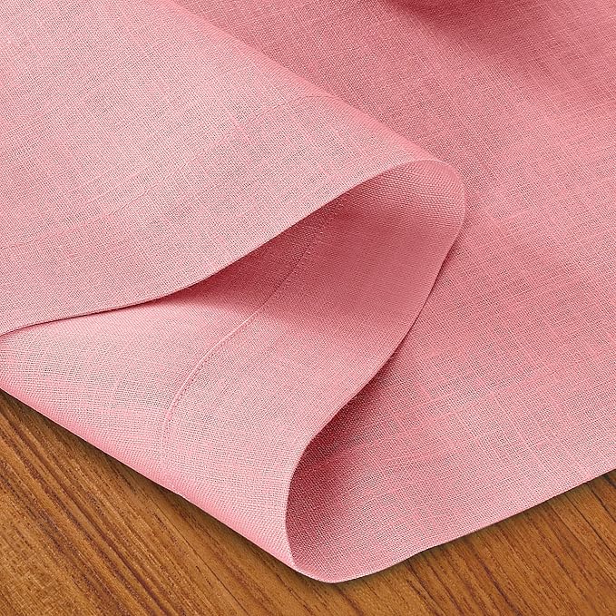 D'Moksha Homes Linen Table Runner 54 Inches - 100% Pure Linen Dusty Pink Table Runner 14 x 54 Inch for Dresser, Coffee Tables, Fall, Thanksgiving, Holiday - Machine Washable