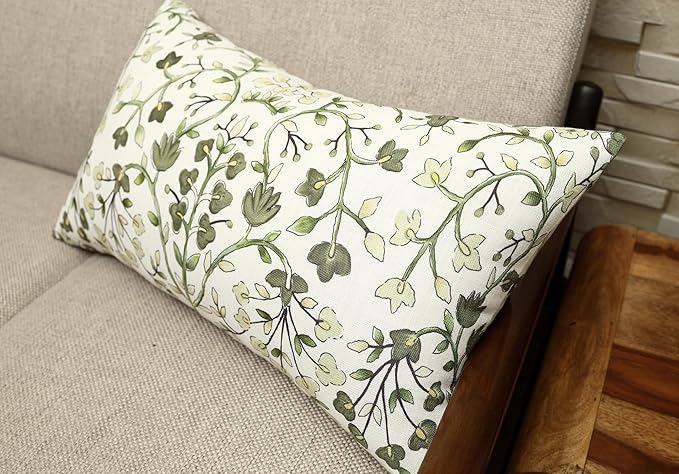Zea Garden Printed Decorative Lumbar Accent Throw Pillow Cover - Decor for Living Room, Sofa, Chair, Patio, Car, Balcony, Bench, Porch, Nursery, Office, Bedroom - 14x24 Inches, Sage Green