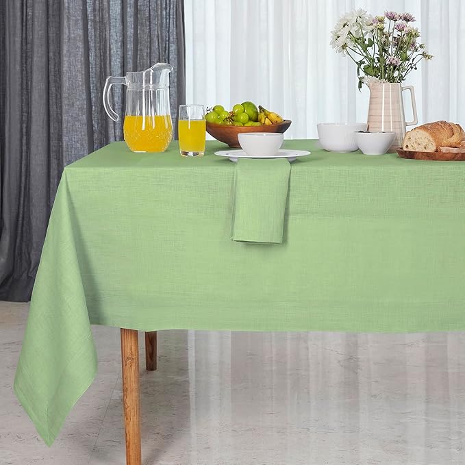 D'Moksha Homes Linen Tablecloth 60 x 90 Inch - 100% Pure Linen Sage Green Tablecloth for Rectangle Tables - Machine Washable Table Cloth for Fall, Thanksgiving, Christmas, Holiday