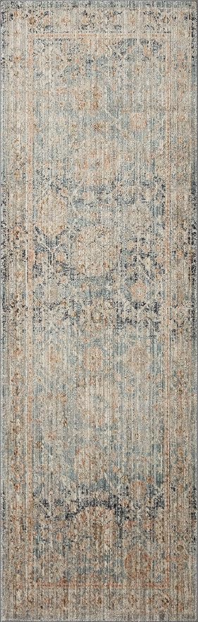 Loloi Jean Stoffer Katherine Collection KES-02 Ocean/Coral 2'-7'' x 8'-0'', .25" Pile Height, Runner Rug