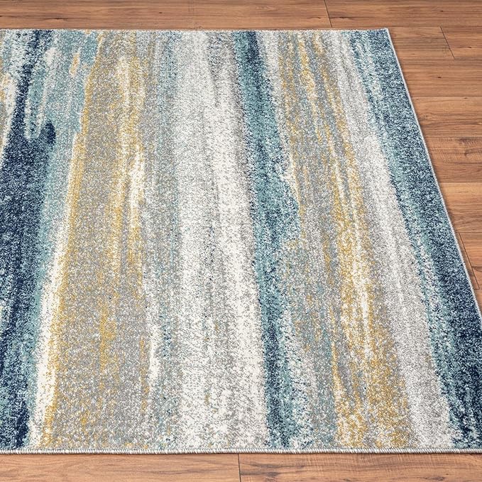 LUXE WEAVERS Rug Modern Area Rug Stain Resistant, Yellow and Blue/Size 6x9