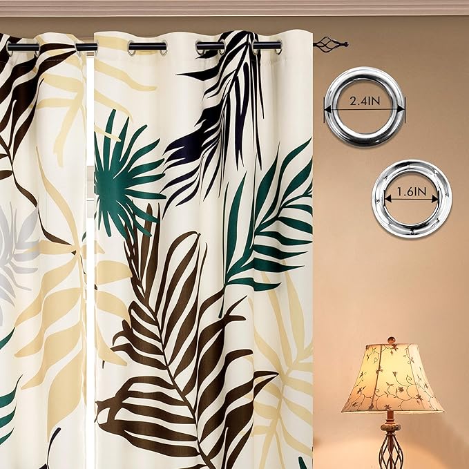 SUBRTEX Light Flitering Curtains 52Wx95L, Room Darkening Vibrant Floral Drapes, 50% Blackout, Semi Sheer Boho Farmhouse Curtains for Living Room, Yellow